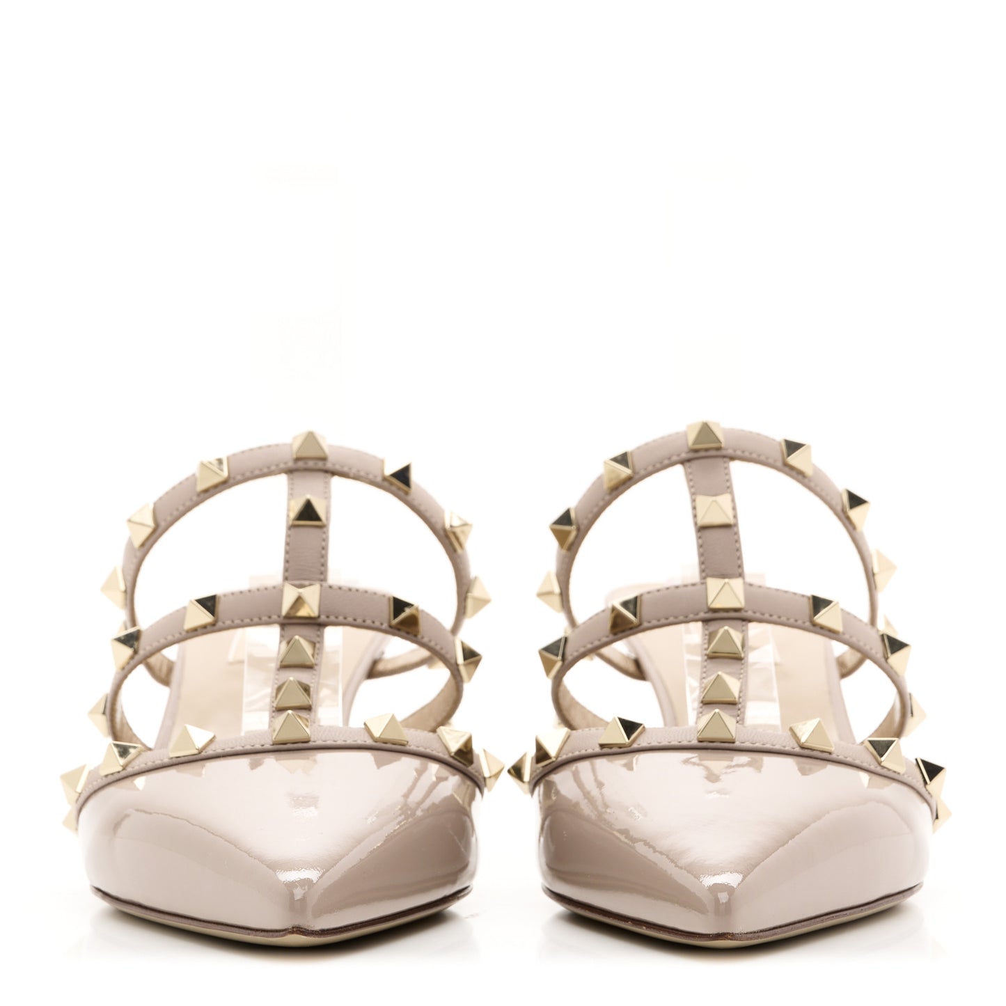 Patent Nappa Rockstud 50mm Cage Mules 38 Poudre
