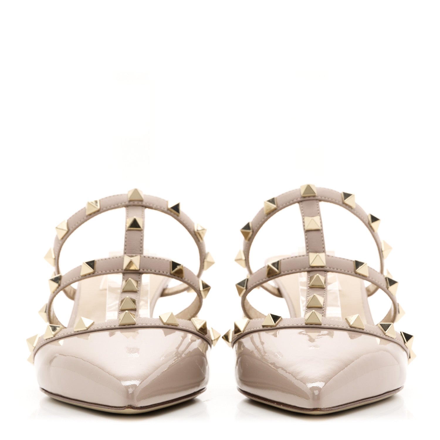 Valentino Garavani Patent Nappa Rockstud 50mm Cage Mules 38 Poudre 3 of 9