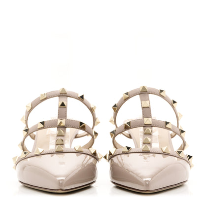 Valentino Garavani Patent Nappa Rockstud 50mm Cage Mules 38 Poudre 3 of 9