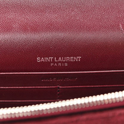 Saint Laurent Velvet Crystal Monogram Kate Tassel Shoulder Bag Burgundy 6 of 13