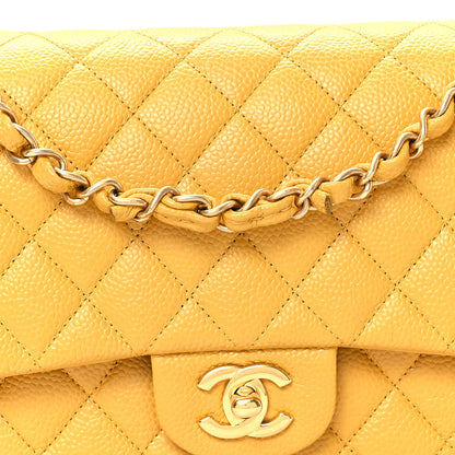Chanel Caviar Quilted Medium Double Flap Yellow 8 of 11