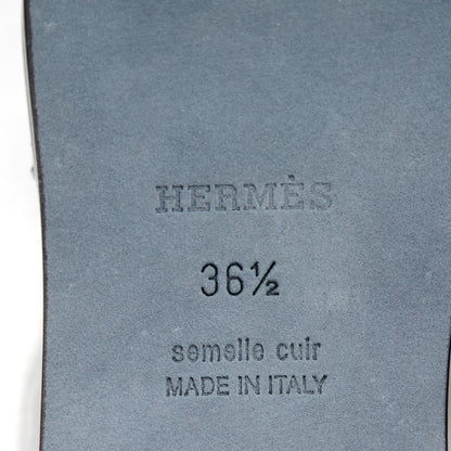 Hermes Patent Epsom Oran Sandals 36.5 Black 6 of 7