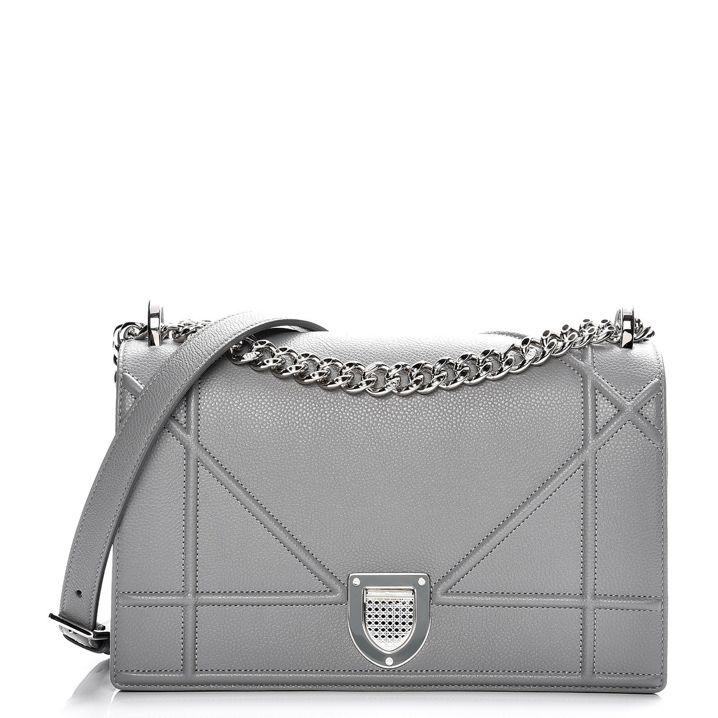 Grained Calfskin Medium Diorama Flap Bag Gris