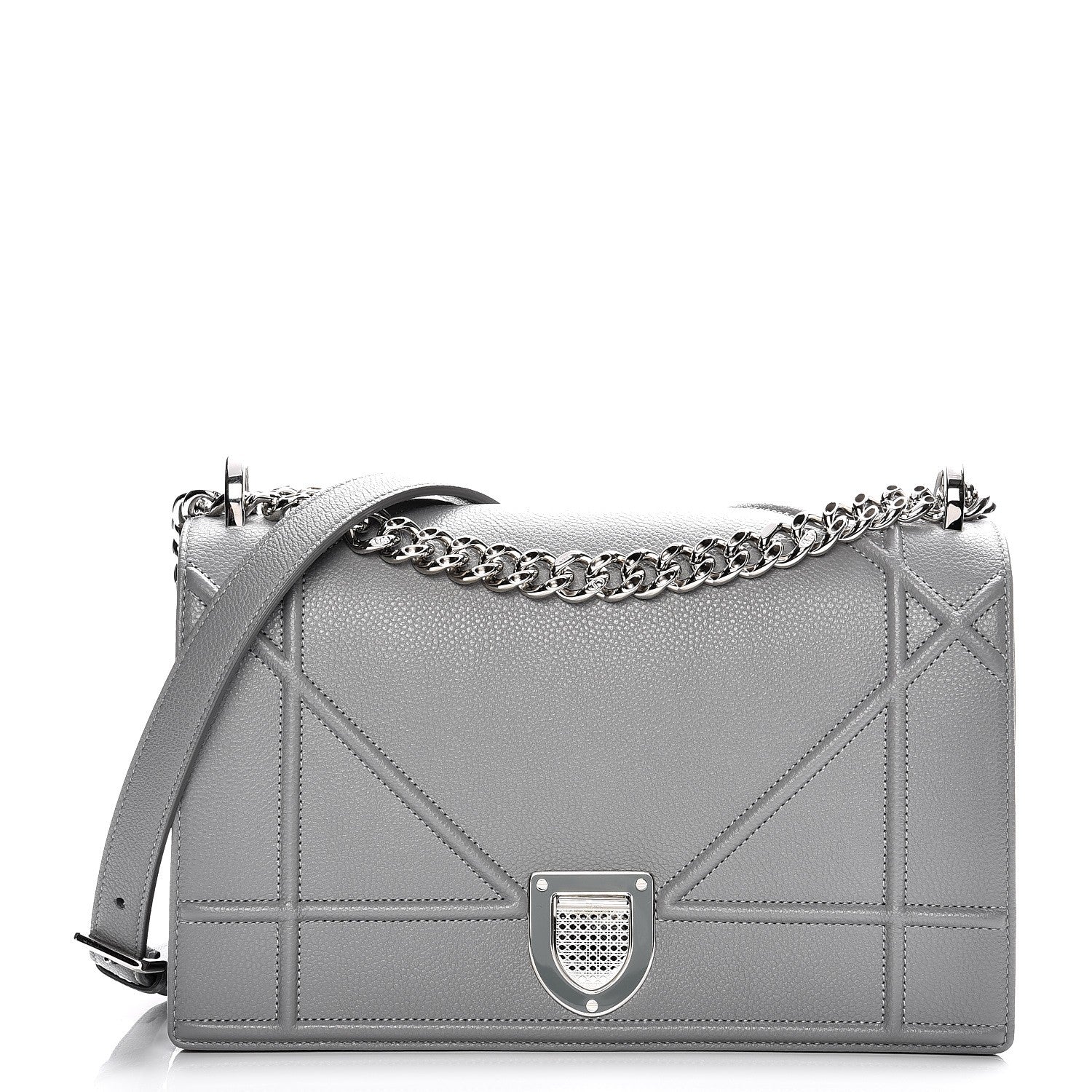 Christian Dior Grained Calfskin Medium Diorama Flap Bag Gris 1 of 9
