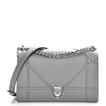 Christian Dior Grained Calfskin Medium Diorama Flap Bag Gris 1 of 9