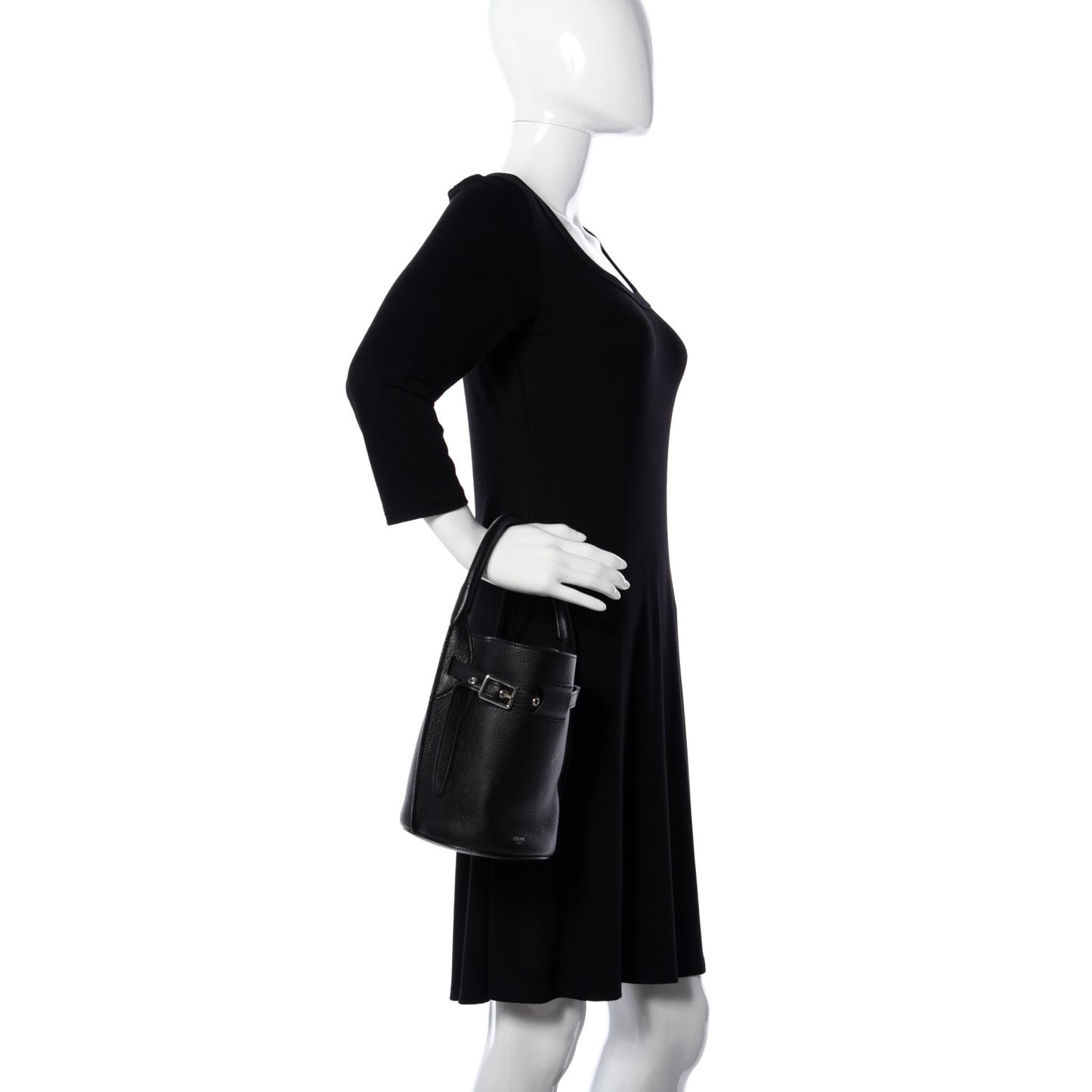 Supple Grained Calfskin Nano Big Bag Bucket Black