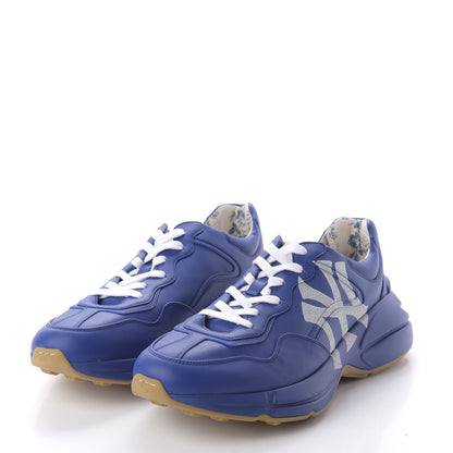 Gucci X MLB Calfskin NY Yankees Mens Rhyton Sneakers 10.5 Electric Blue 3 of 7