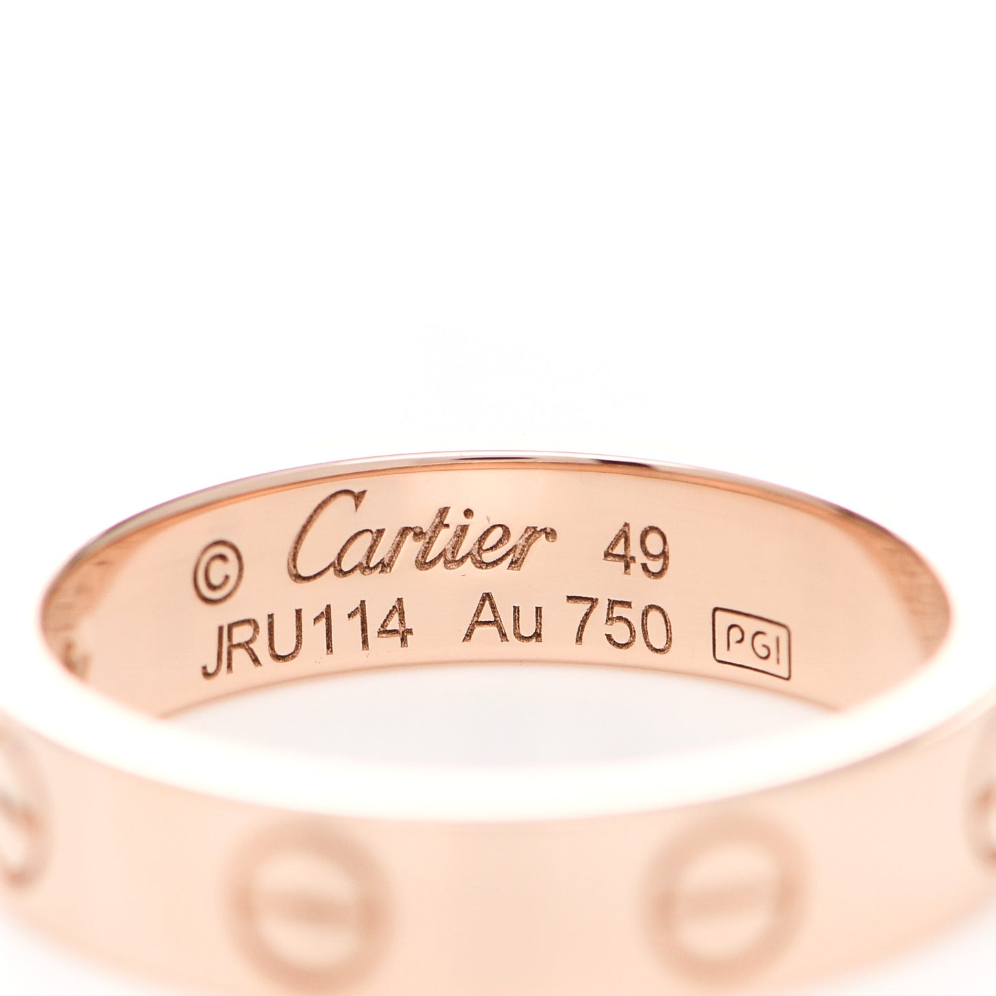 18K Pink Gold Diamond 4mm LOVE Wedding Band Ring 49 4.75