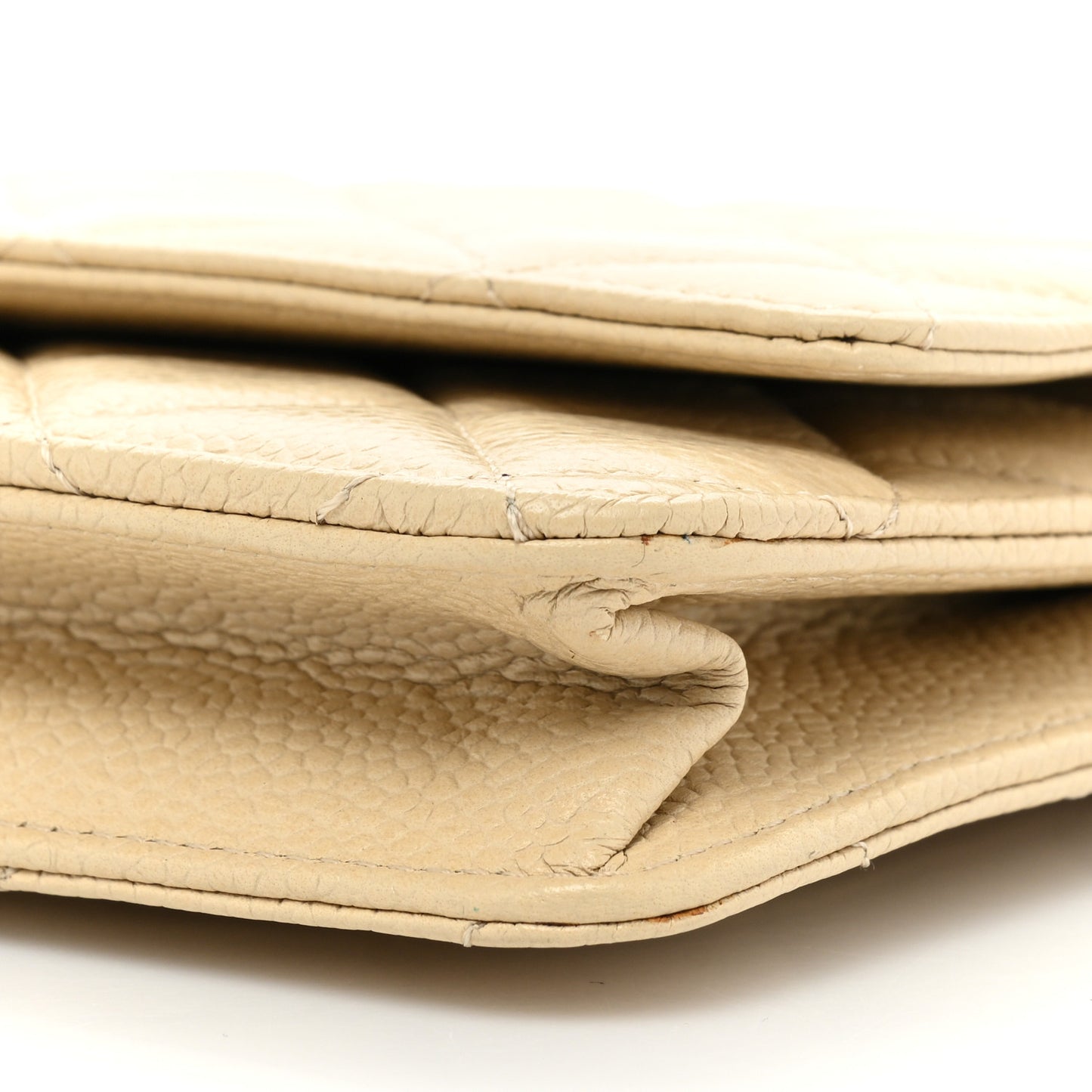 Caviar Quilted Wallet On Chain WOC Beige