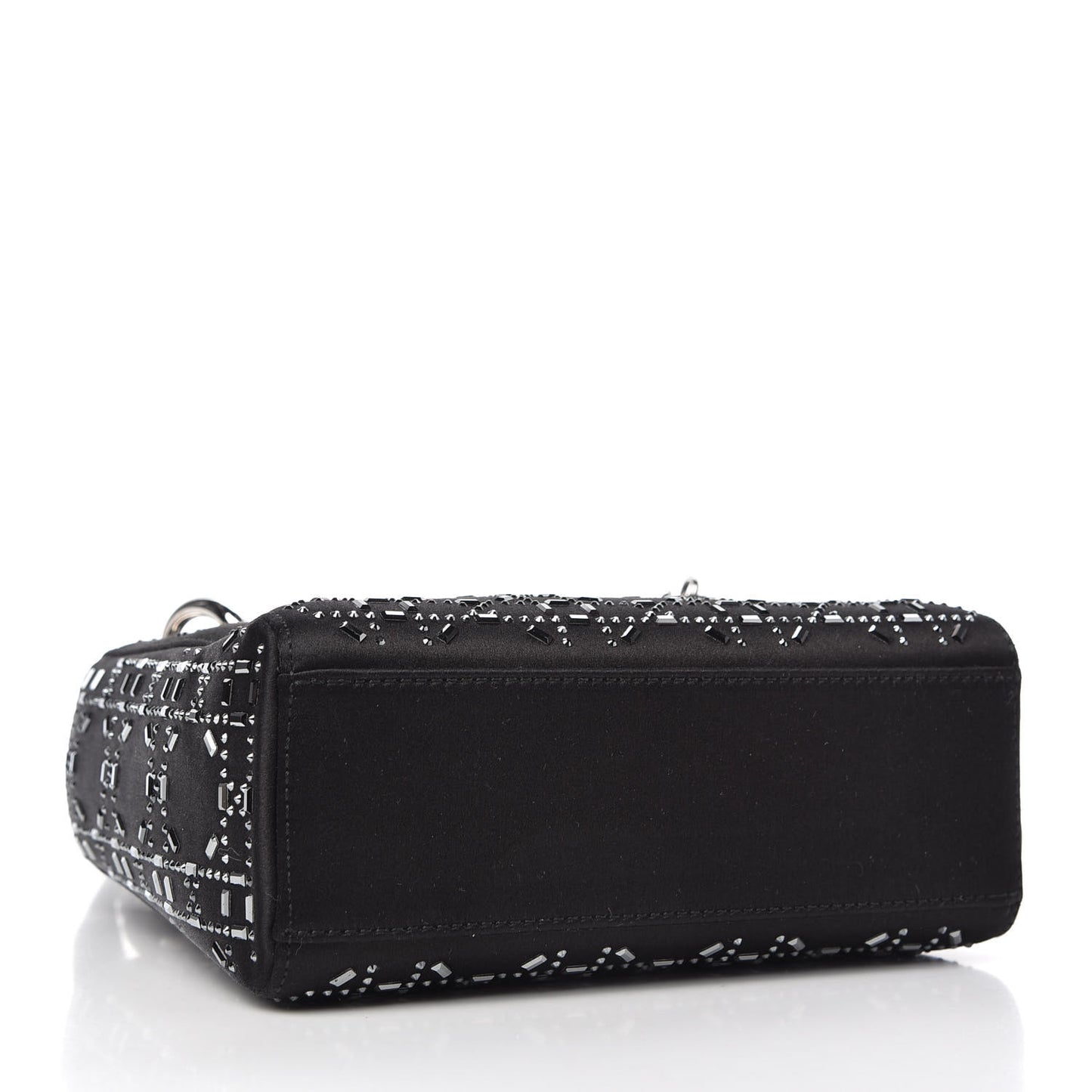 Satin Crystal Cannage Mini Lady Dior Black