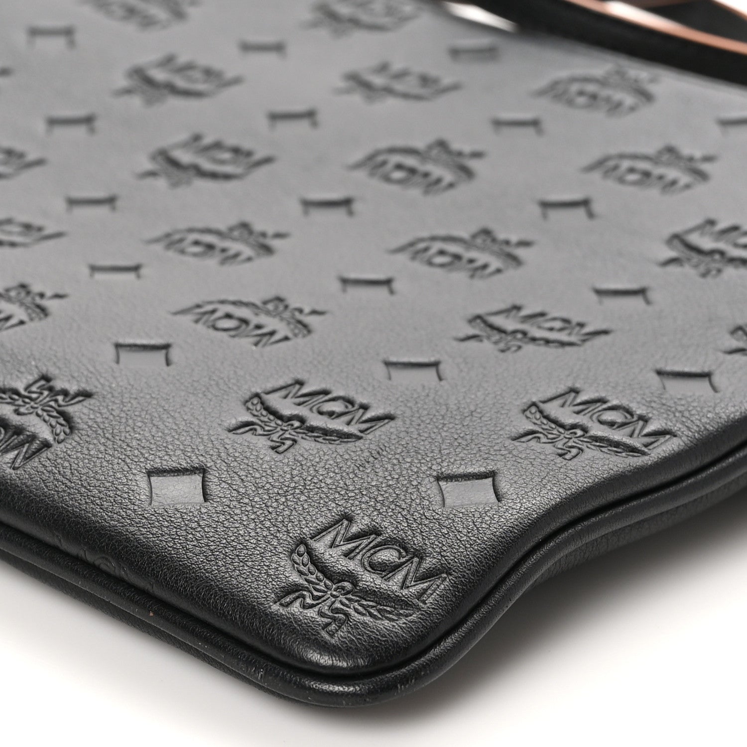 MCM Calfskin Monogram Klara Crossbody Pouch Black 9 of 9