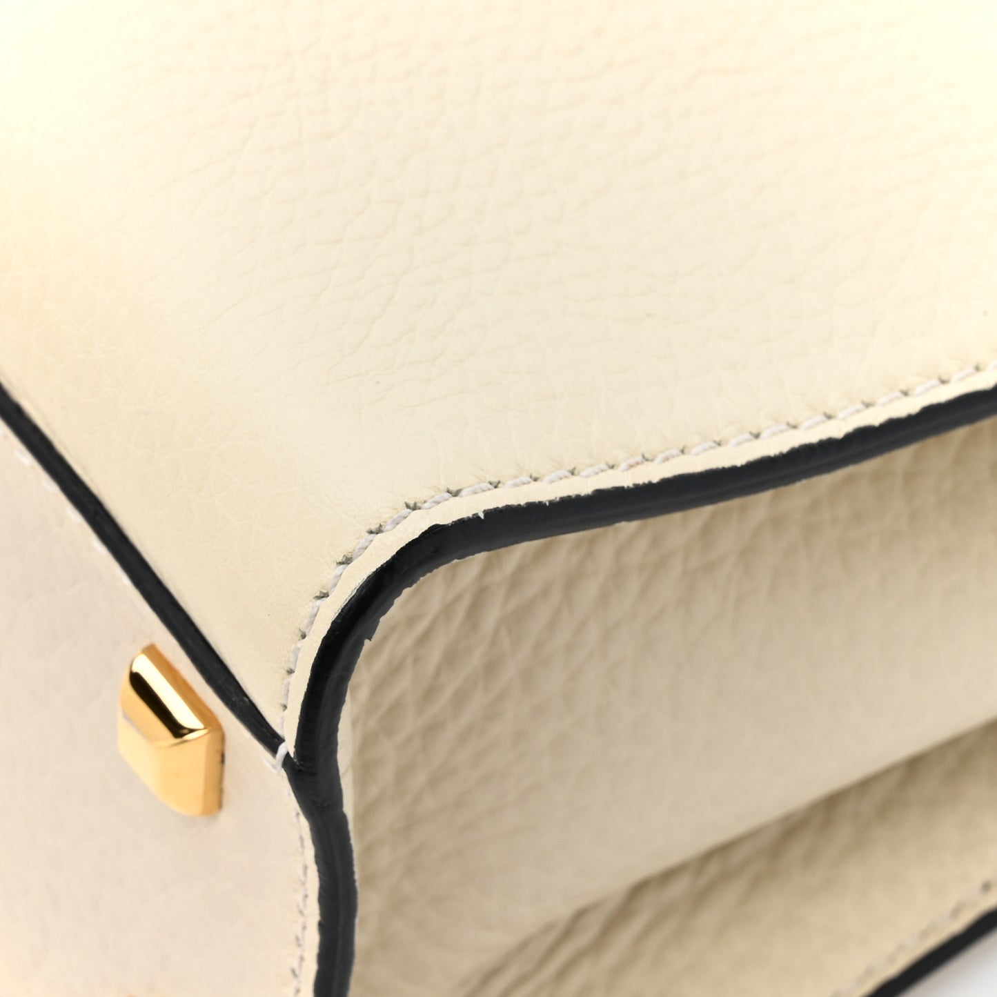 VALENTINO GARAVANI Grained Calfskin Medium My Rockstud Frame Bag Light Ivory