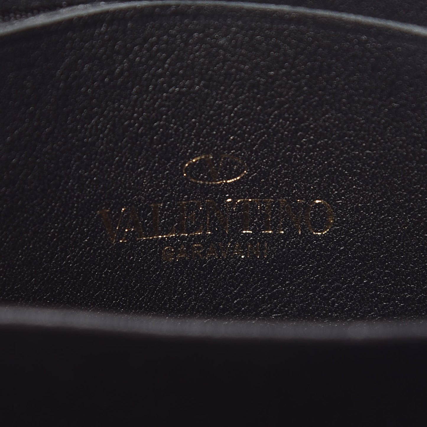 Calfskin Rockstud Zip Around Coin Case Card Holder Black