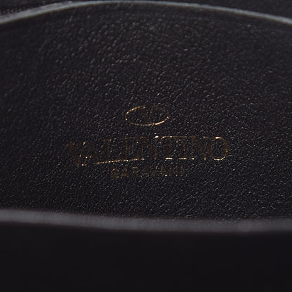 Valentino Garavani Calfskin Rockstud Zip Around Coin Case Card Holder Black 7 of 8