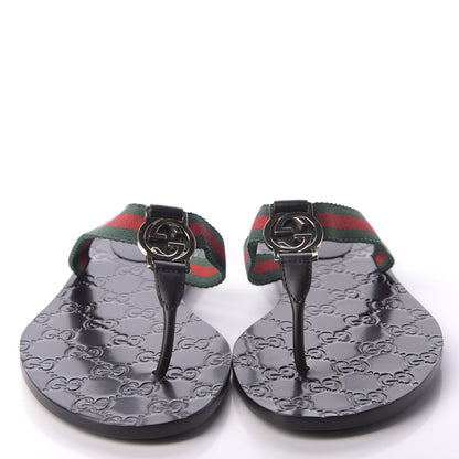 Gucci Nylon Guccissima Web Womens Thong Sandals 38 Green Red Black 2 of 9