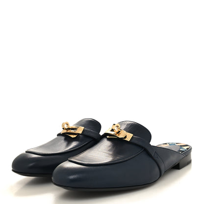 Hermes Goatskin Oz Mules 39 Bleu Martitime 3 of 8