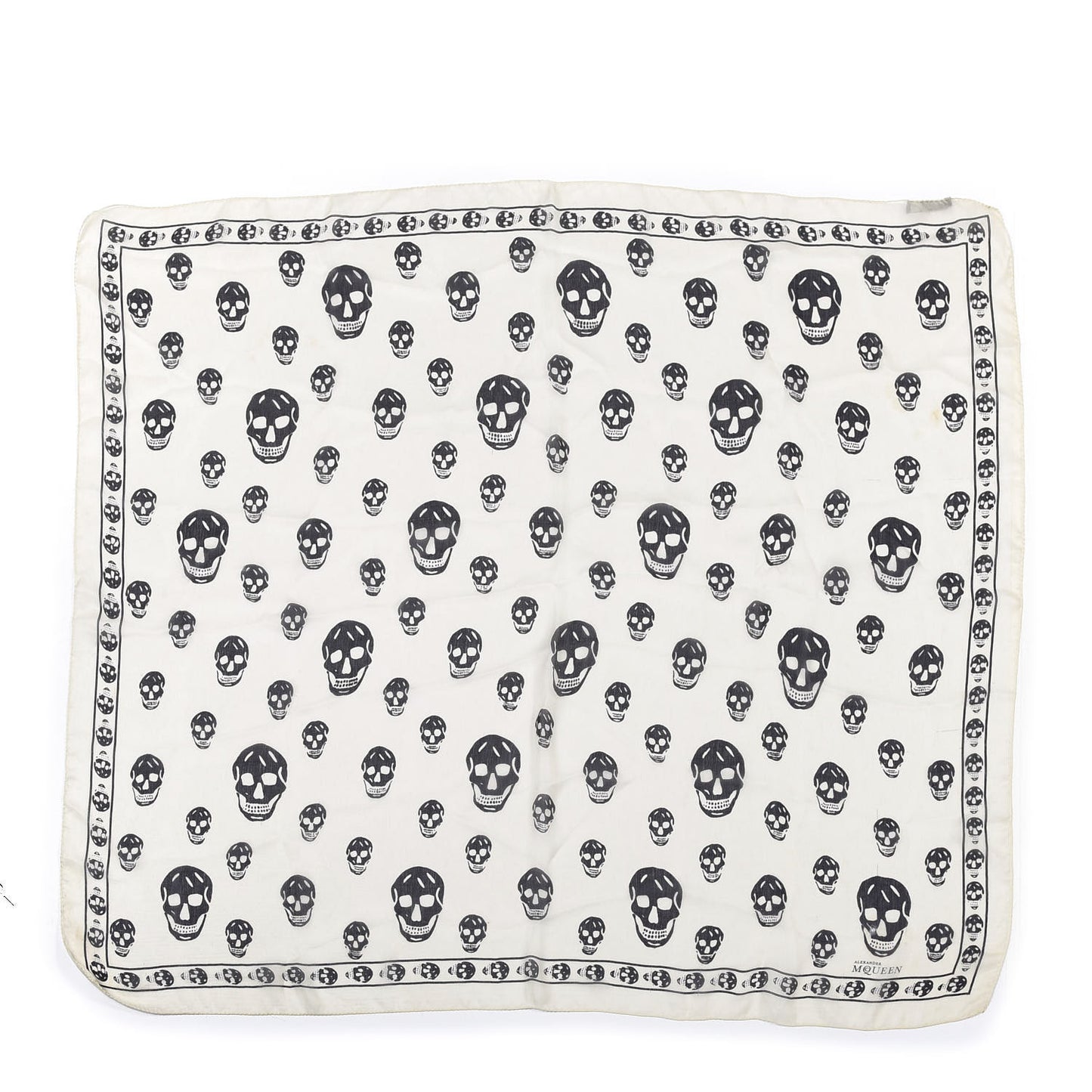 Silk Chiffon Skull Scarf Ivory Black