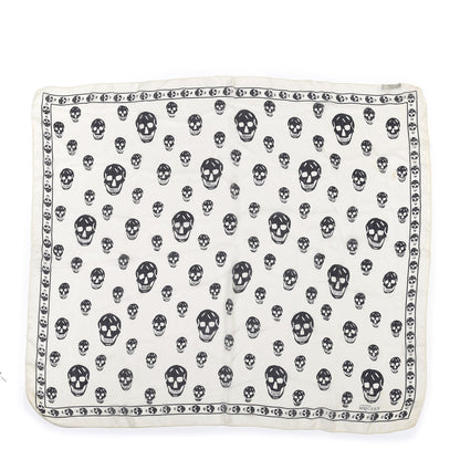 Alexander McQueen Silk Chiffon Skull Scarf Ivory Black 1 of 7