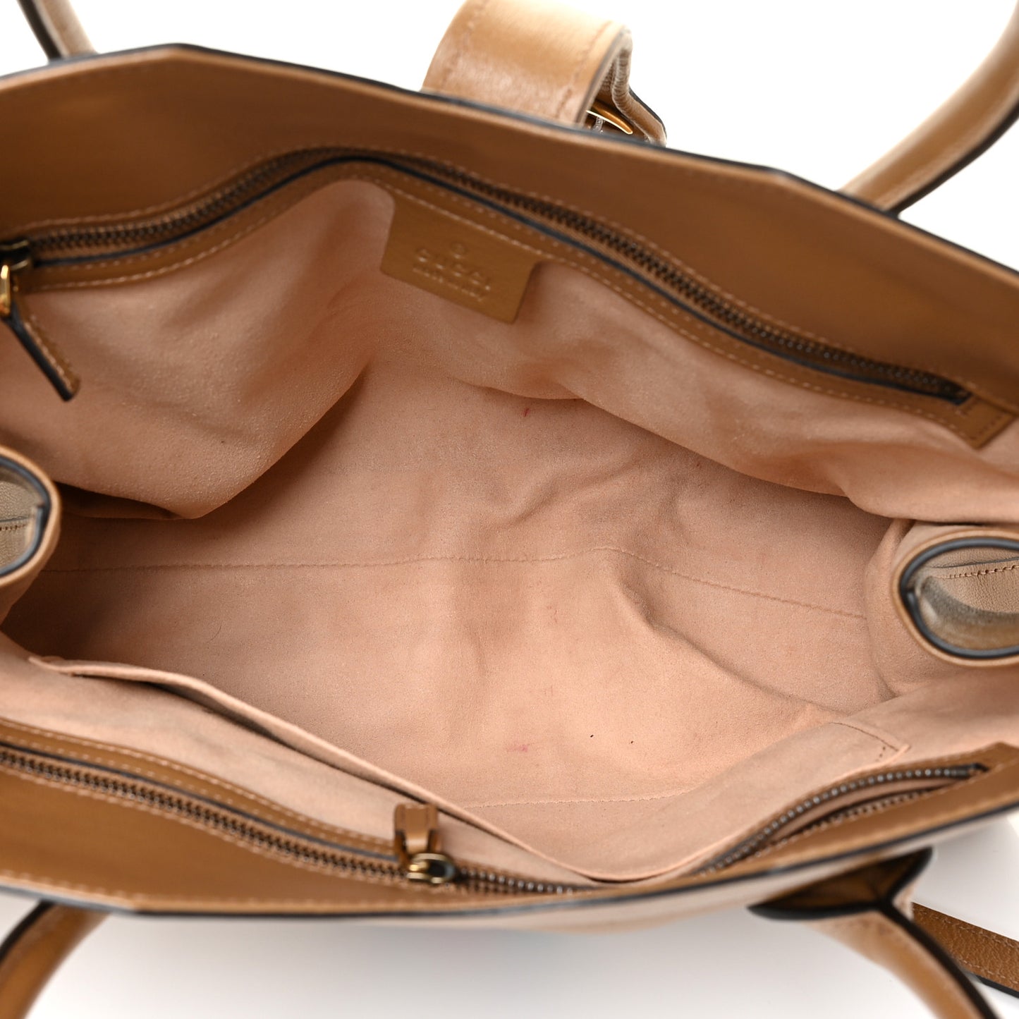 New Sakai Calfskin Lux Web Medium Dahlia Top Handle Shoulder Bag Quarz Beige