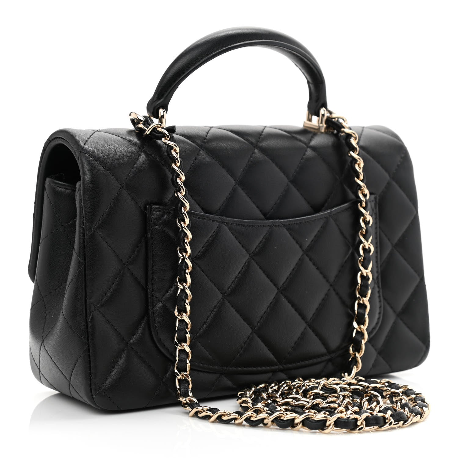 Chanel Lambskin Quilted Mini Top Handle Rectangular Flap Black 3 of 10