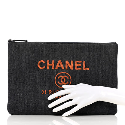Chanel Denim Medium Deauville Cosmetic Blue Orange 4 of 9