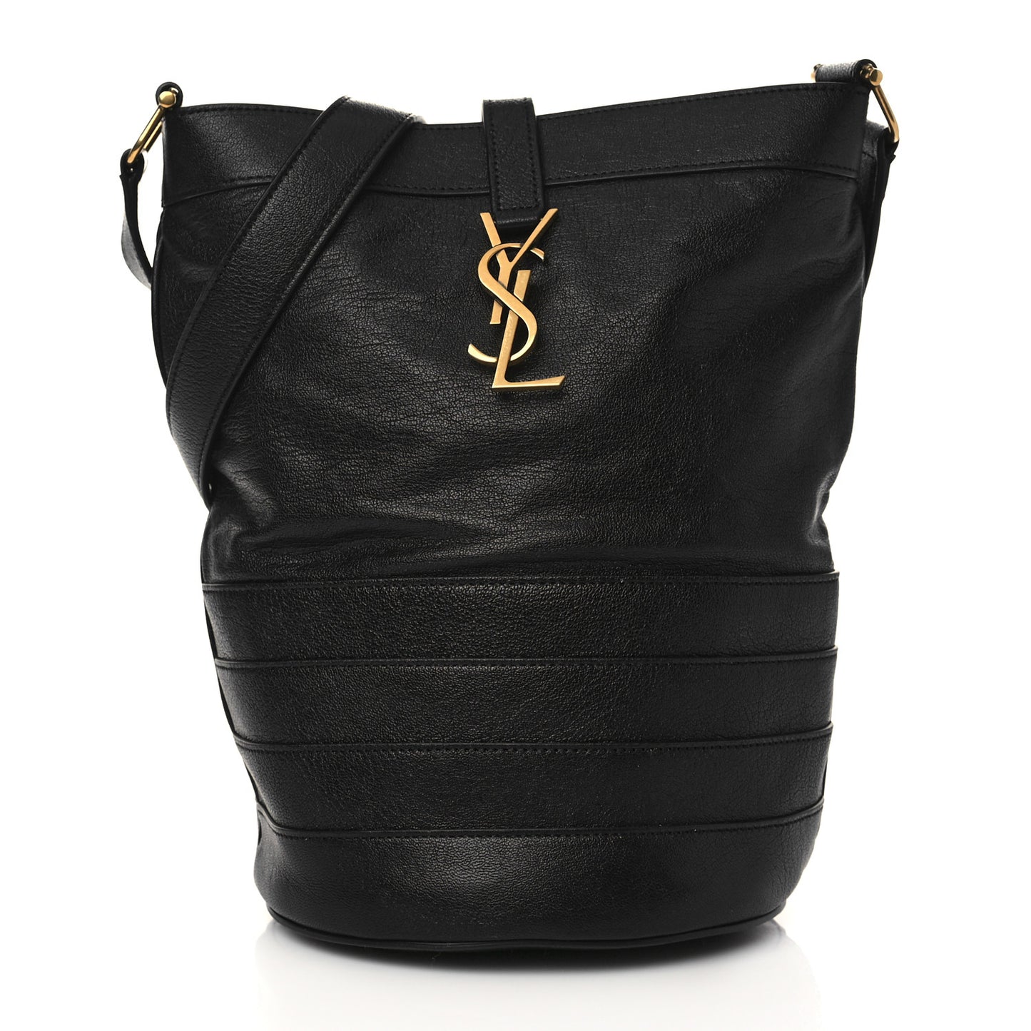 Lambskin Seau Fermoir Bucket Bag Black
