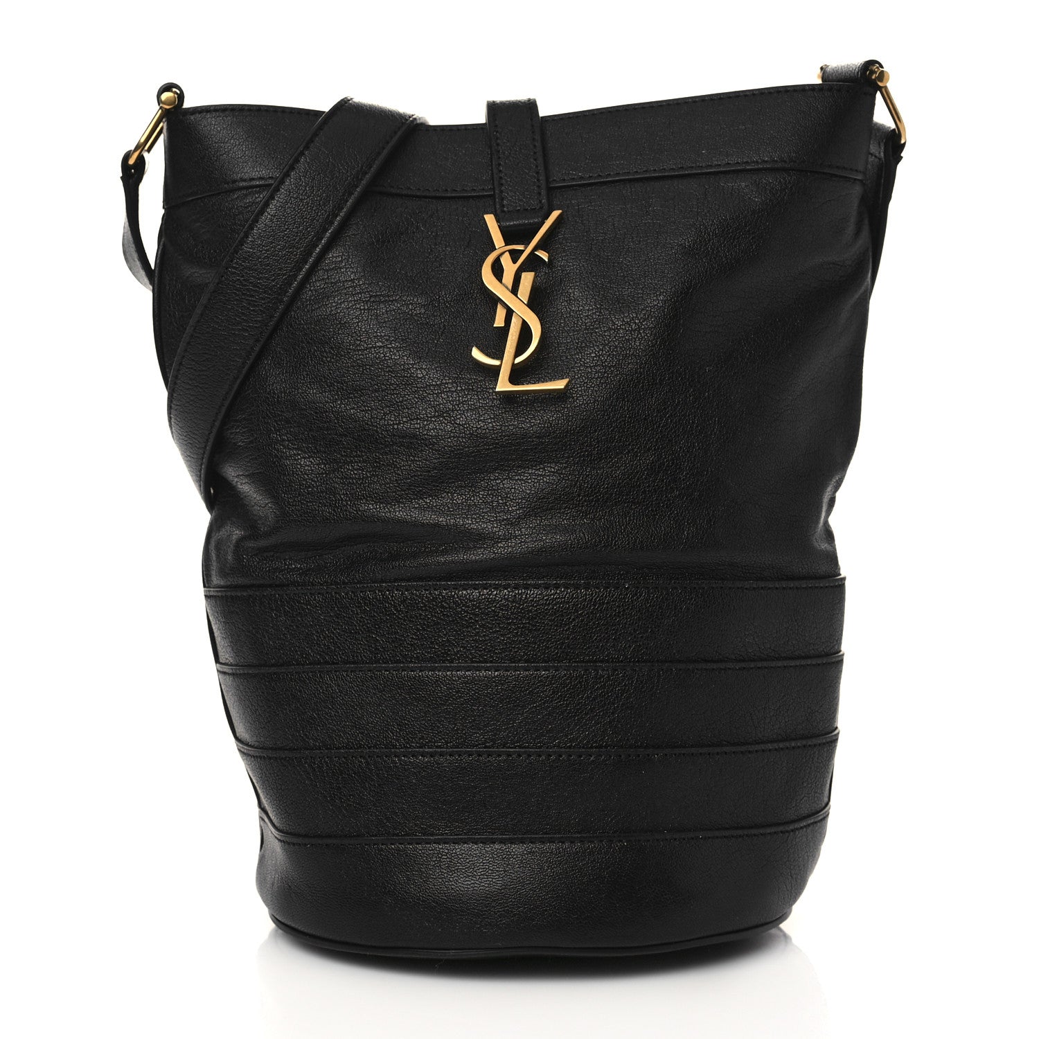 Saint Laurent Lambskin Seau Fermoir Bucket Bag Black 1 of 7