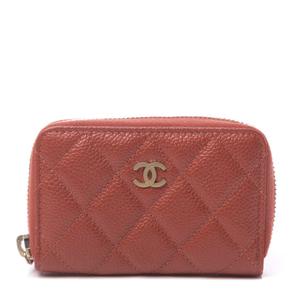 Chanel Pearly Caviar Quilted Zip Coin Purse Orange 1 of 8