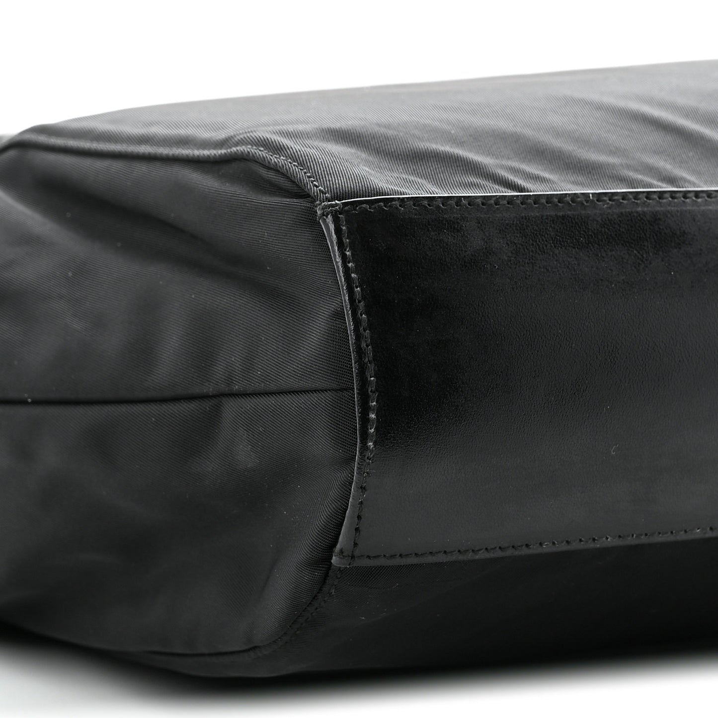 Tessuto Nylon Calfskin Shoulder Bag Black
