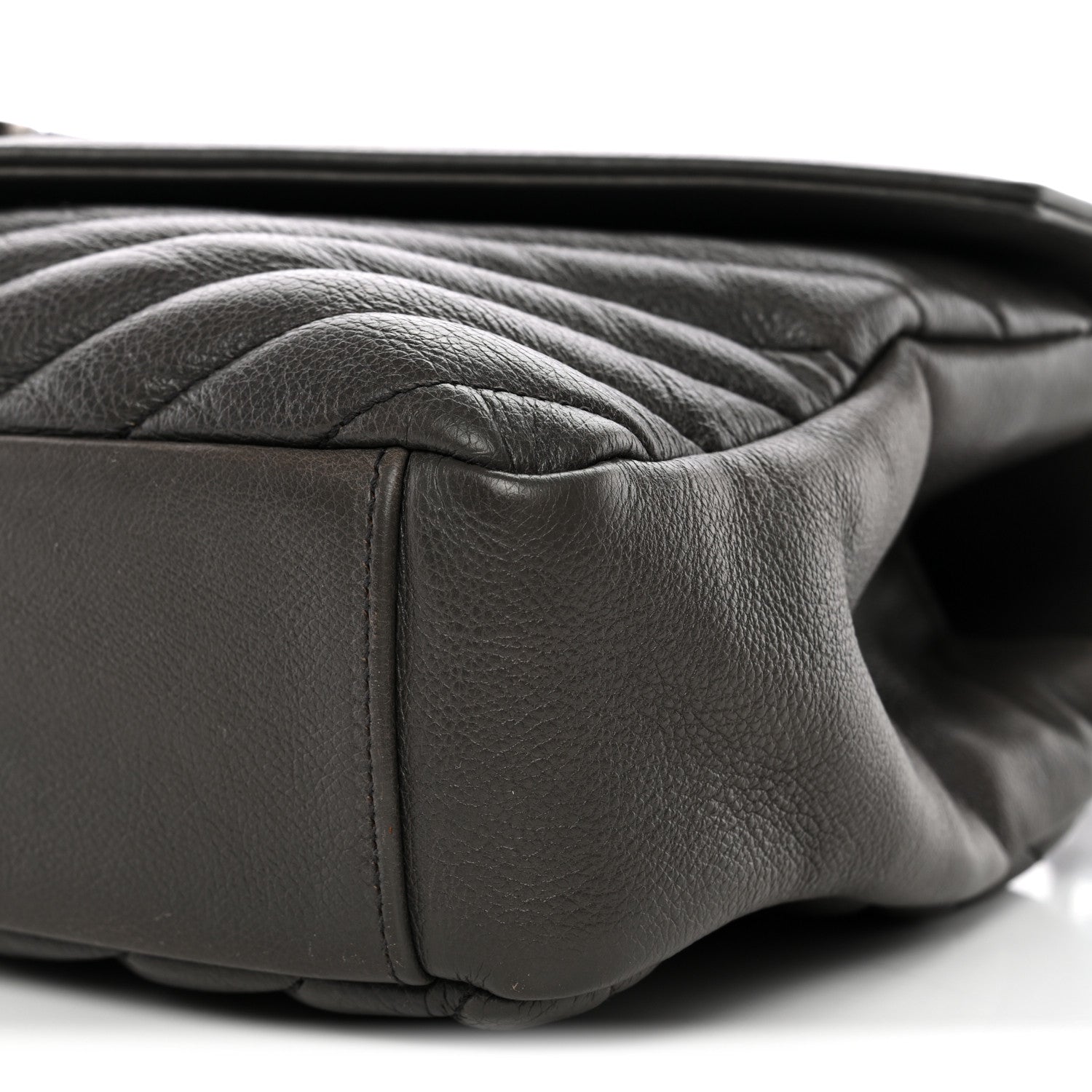 Saint Laurent Sheepskin Matelasse Chevron Monogram Medium College Bag Asphalt 10 of 11