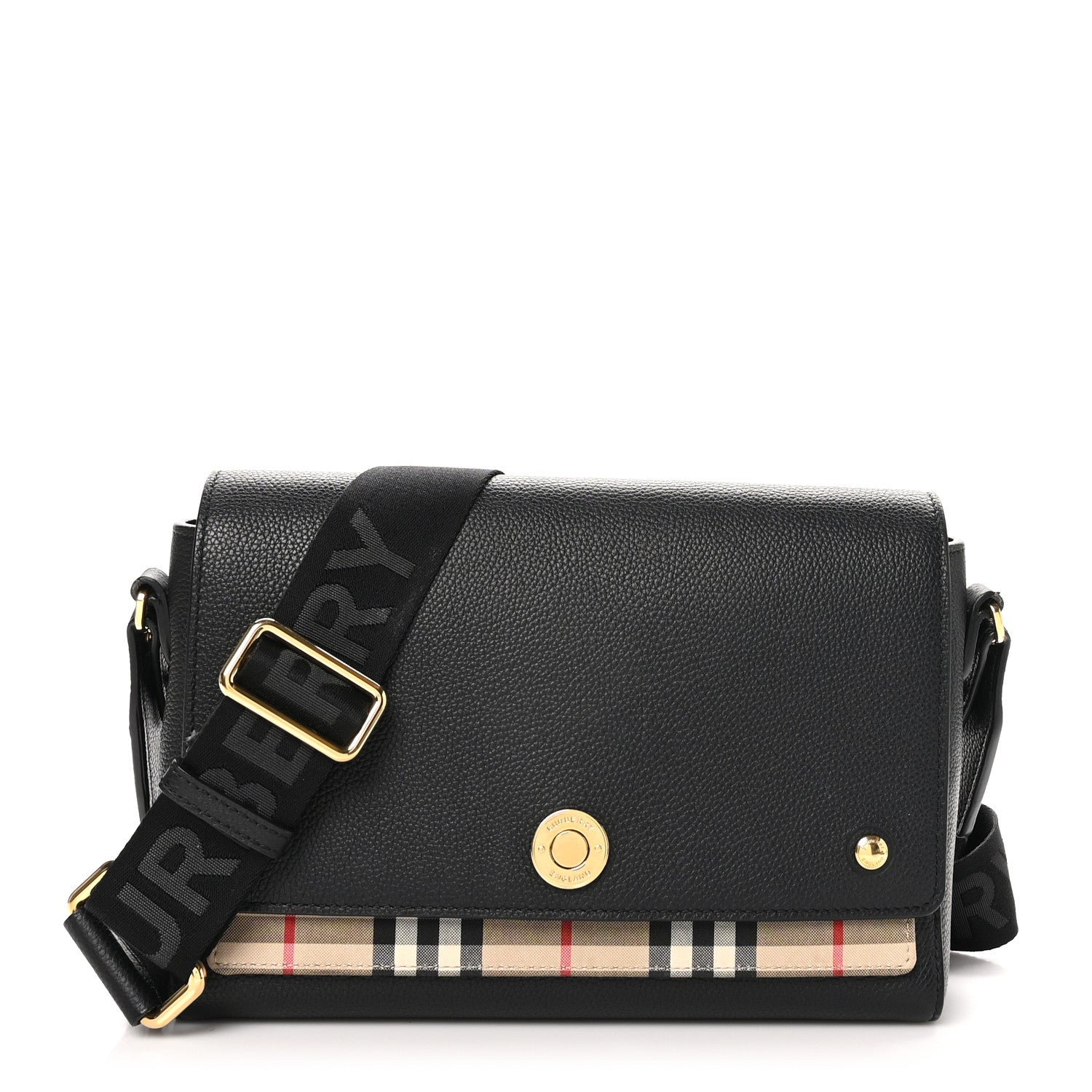 Burberry Grainy Calfskin Vintage Check Note Crossbody Bag Black 1 of 9