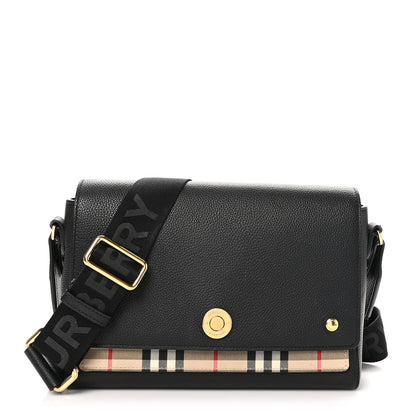 Burberry Grainy Calfskin Vintage Check Note Crossbody Bag Black 1 of 9
