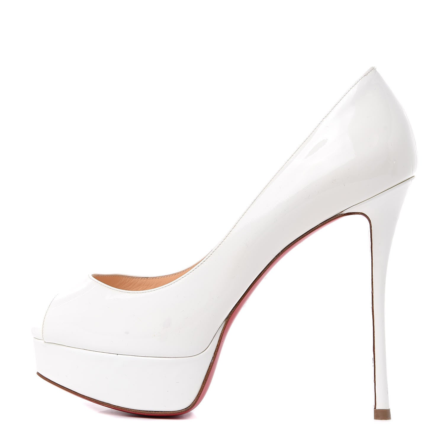 Christian Louboutin Patent Fetish Peep 130 Pumps 36 White 1 of 8