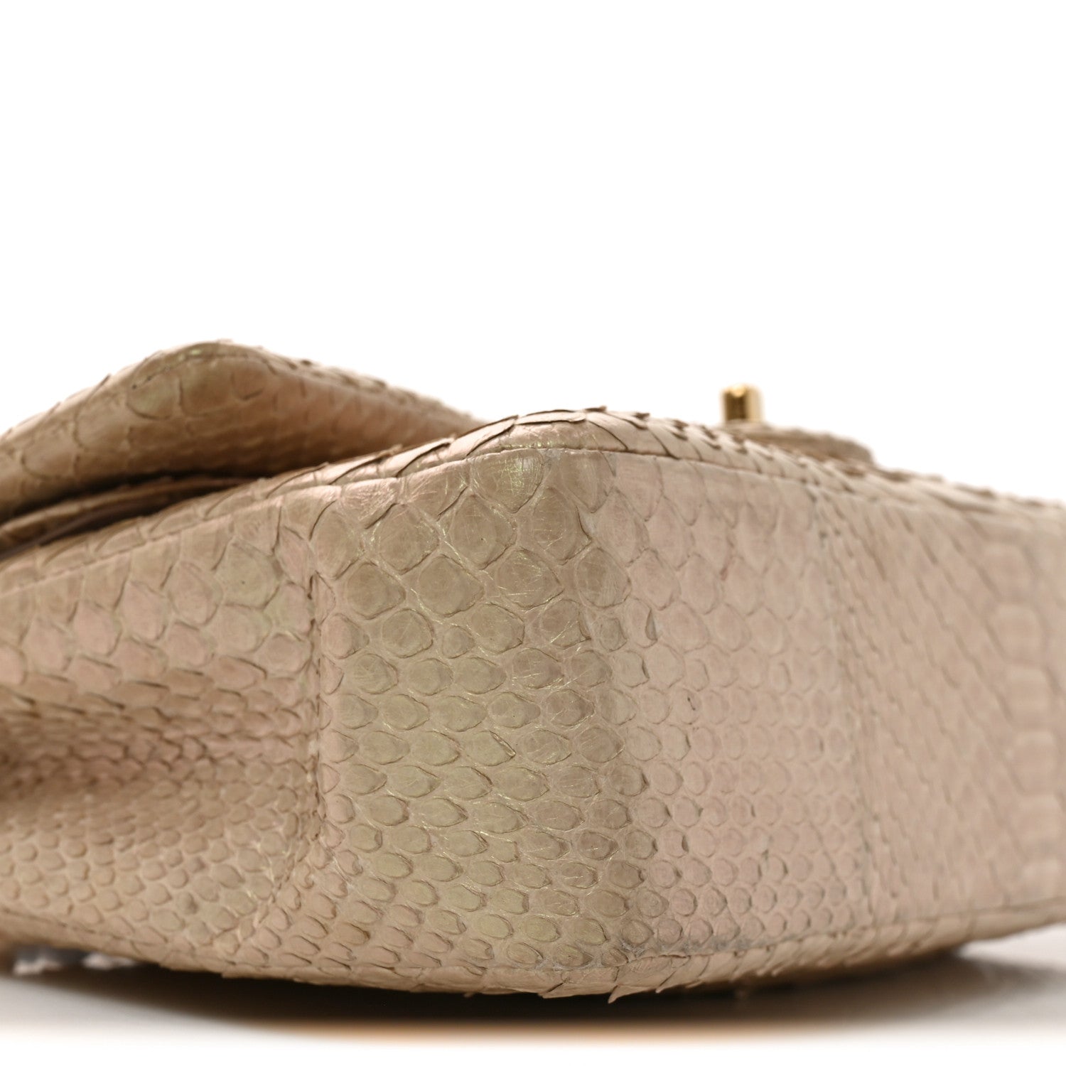 Chanel Metallic Snakeskin Medium Double Flap Light Beige 9 of 11