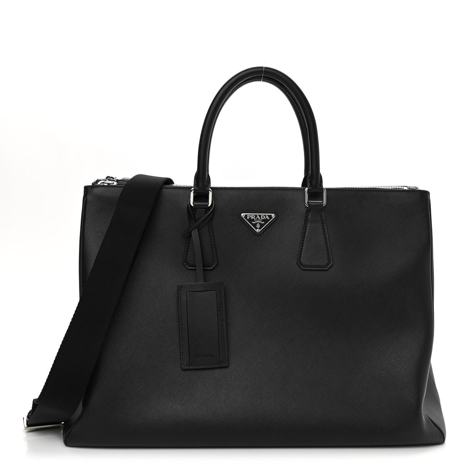 Prada Saffiano Double Zip Travel Tote Black 1 of 10