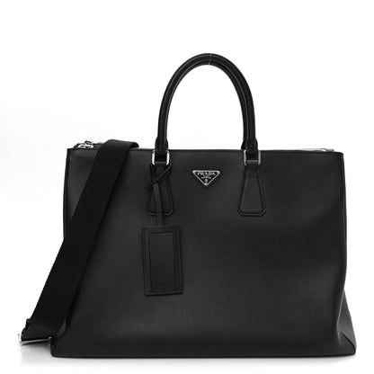 Prada Saffiano Double Zip Travel Tote Black 1 of 10