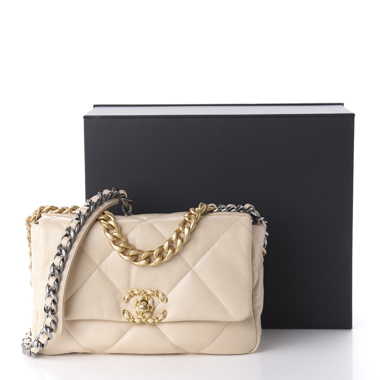 Chanel Lambskin Quilted Medium 19 Flap Light Beige 11 of 11