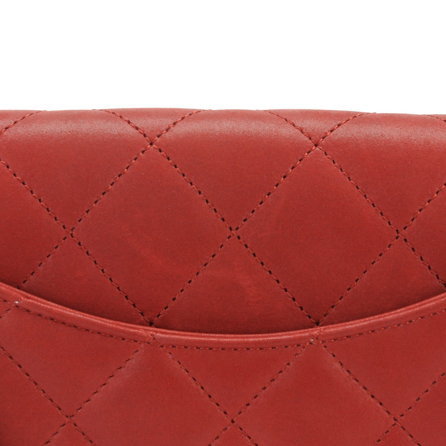 Suede Calfskin Jumbo Happy Stitch Flap Red