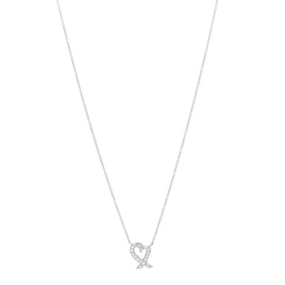 Tiffany Platinum Diamond Paloma Picasso Loving Heart Pendant Necklace 1 of 5