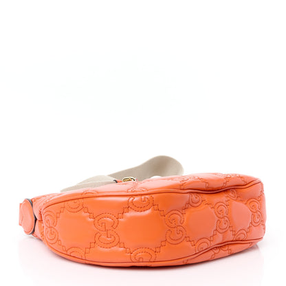 Gucci Calfskin GG Matelasse Small Hobo Shoulder Bag Spring Orange Natural 4 of 10