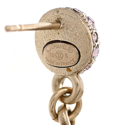 Chanel Crystal CC Drop Cluster Earrings Gold Pink 4 of 4