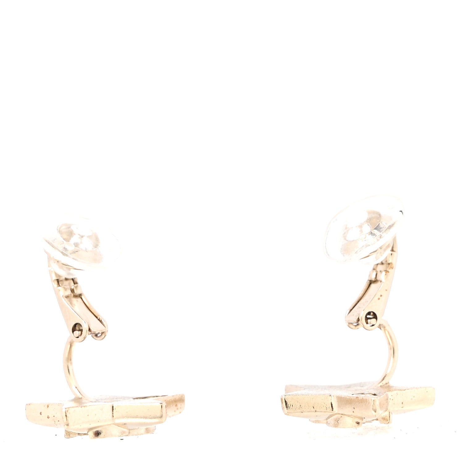 Chanel Metal Crystal CC Star Clip On Earrings Gold 3 of 5