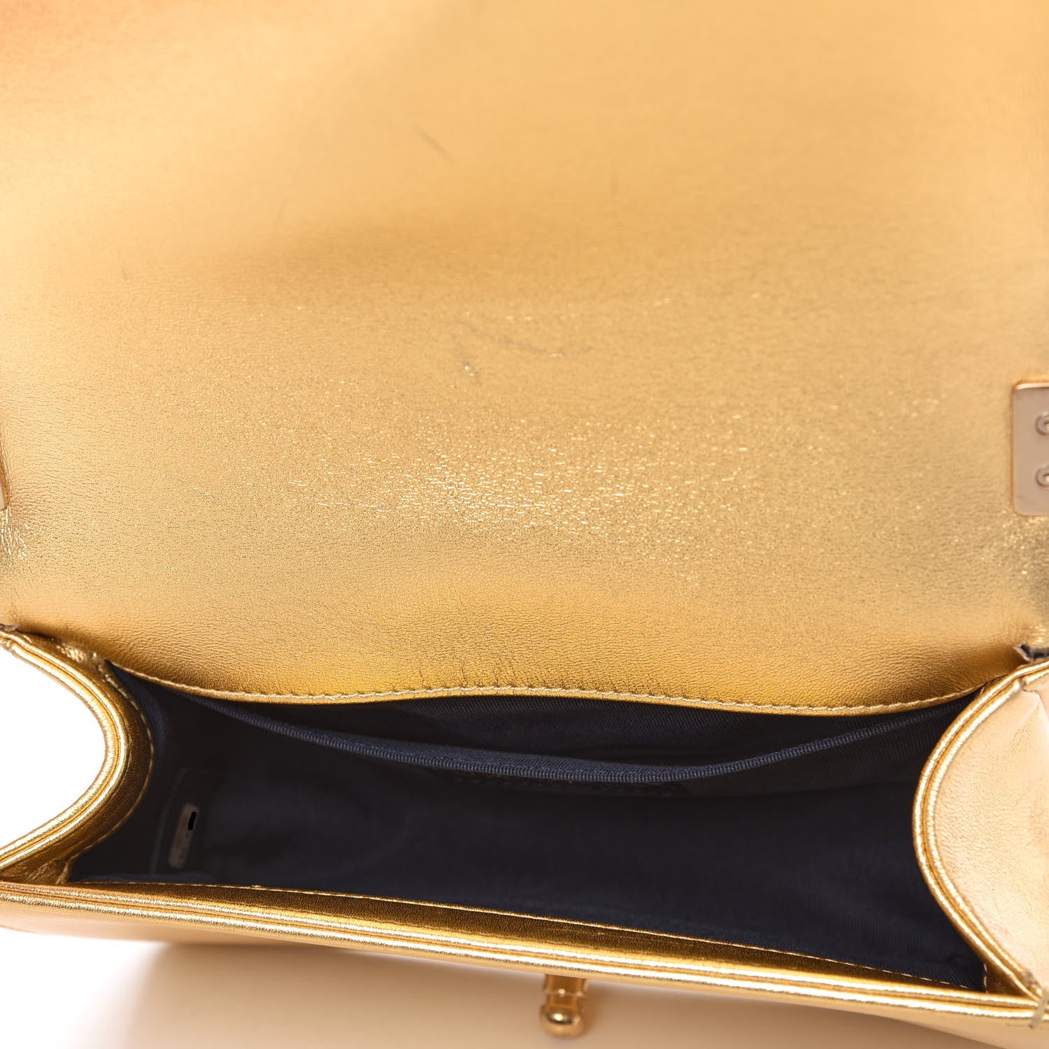 Chanel Metallic Lambskin Embossed Small Cube Boy Flap Gold 5 of 10