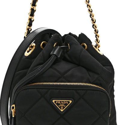Prada Re-Nylon Saffiano Stitched Duet Bucket Bag Black 9 of 11