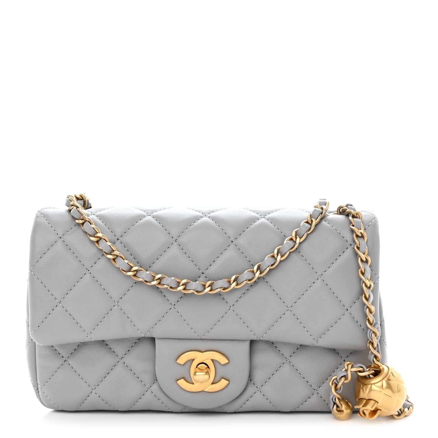 Chanel Lambskin Quilted Mini Rectangular Pearl Crush Flap Grey 1 of 11