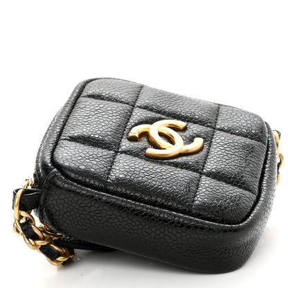 Chanel Caviar Quilted Diamond Coin Purse With Chain Black 9 of 11
