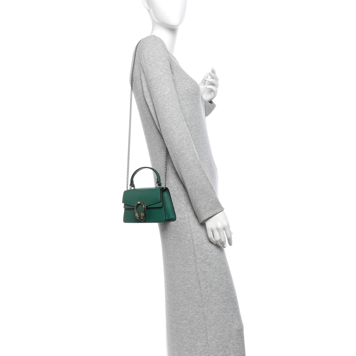 Gucci Dollar Calfskin Crystal Mini Dionysus Top Handle Bag Emerald 2 of 9