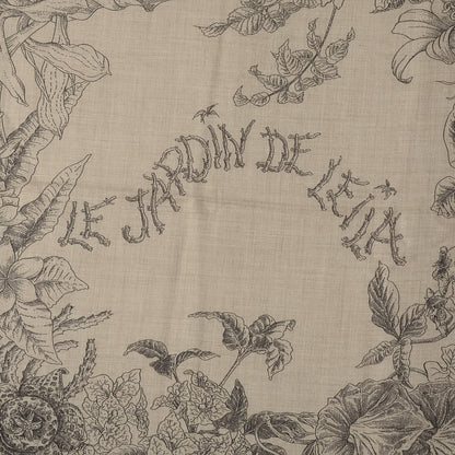 Hermes Cashmere Silk Le Jardin de Leila Shawl 140 Blanc Noir Anthracite Gris 4 of 7