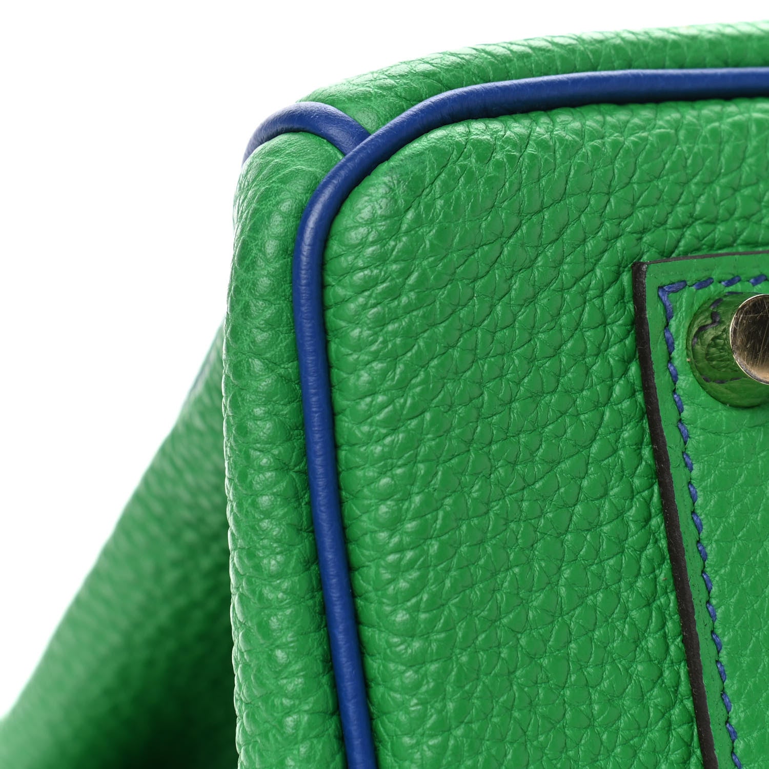 Hermes Togo Bi Color Horseshoe Birkin 35 Bamboo Bleu Electrique 10 of 11