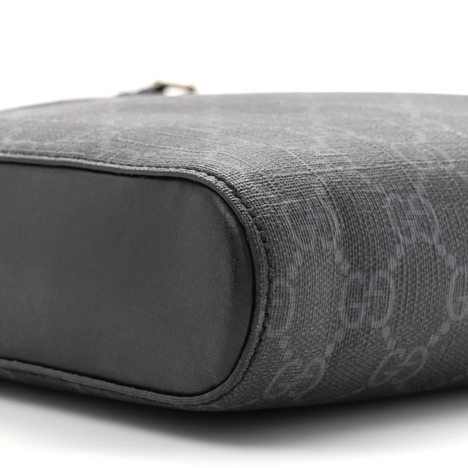 Gucci GG Supreme Monogram Appia Calfskin Web Flat Messenger Bag Black Grey 9 of 9